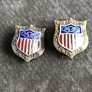 Pair of Vintage 1932 Olympic lapel pins 10th Olympic Games, Olympiad pin 3/8”